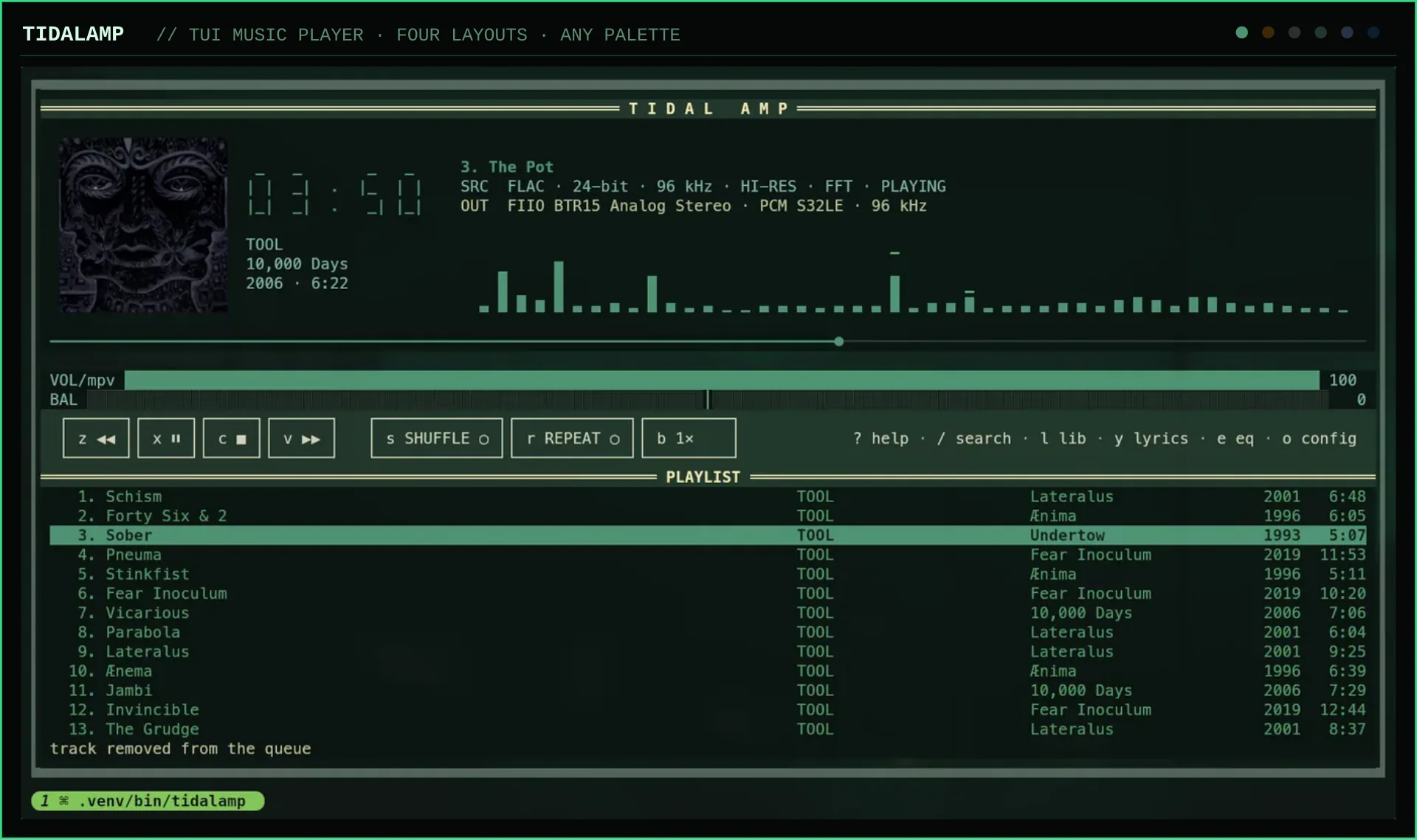 tidalamp: TIDAL en la terminal, con audio hi-res